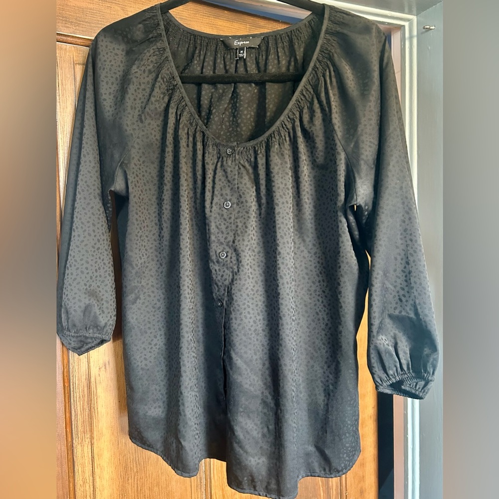 Fabulous Black Express silky peasant-style top, women size medium